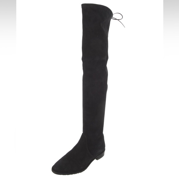 Stuart Weitzman Suede Over-The-Knee Boots Black Size 7 OTK - Picture 1 of 5